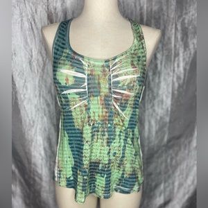 Free People razorback green cotton/ polyester tank top